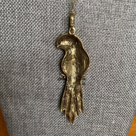 Parrot Necklace 18" chain with 2" extension Multi-Colored Glass Stones - Picture 2 of 2